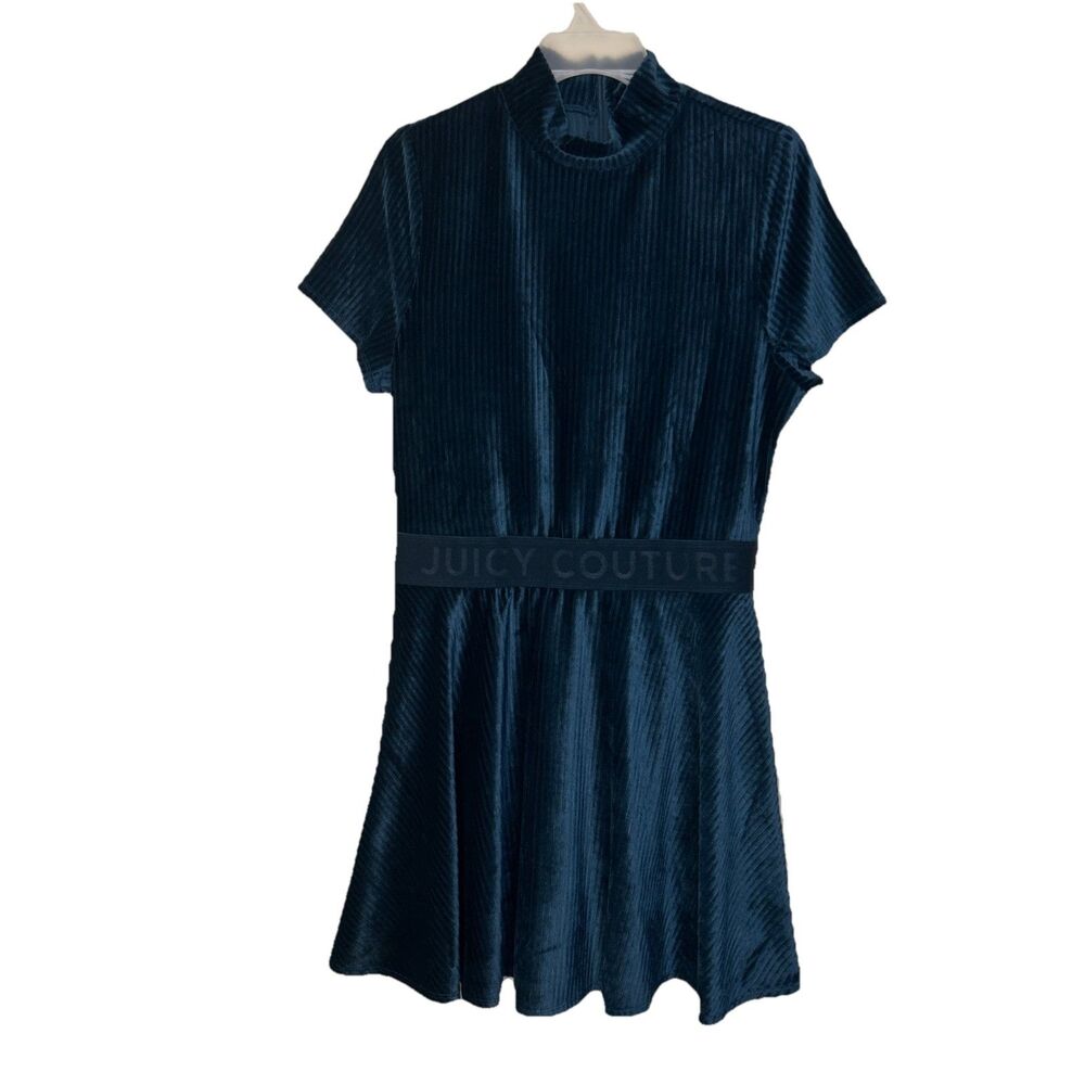 Juicy Couture Women’s Size Large Velvet Dress Y2K defined waist dark teal